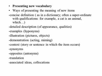 New vocabulary