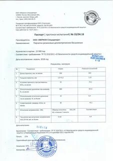 Протокола испытания диэлектрических