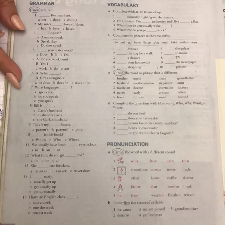 Underline the stressed. Circle the Word with a different Sound. Circle the Letter with a different Sound. Circle the Word with a different Sound work here. Say the Words. Circle the Words that have got a different Sound.