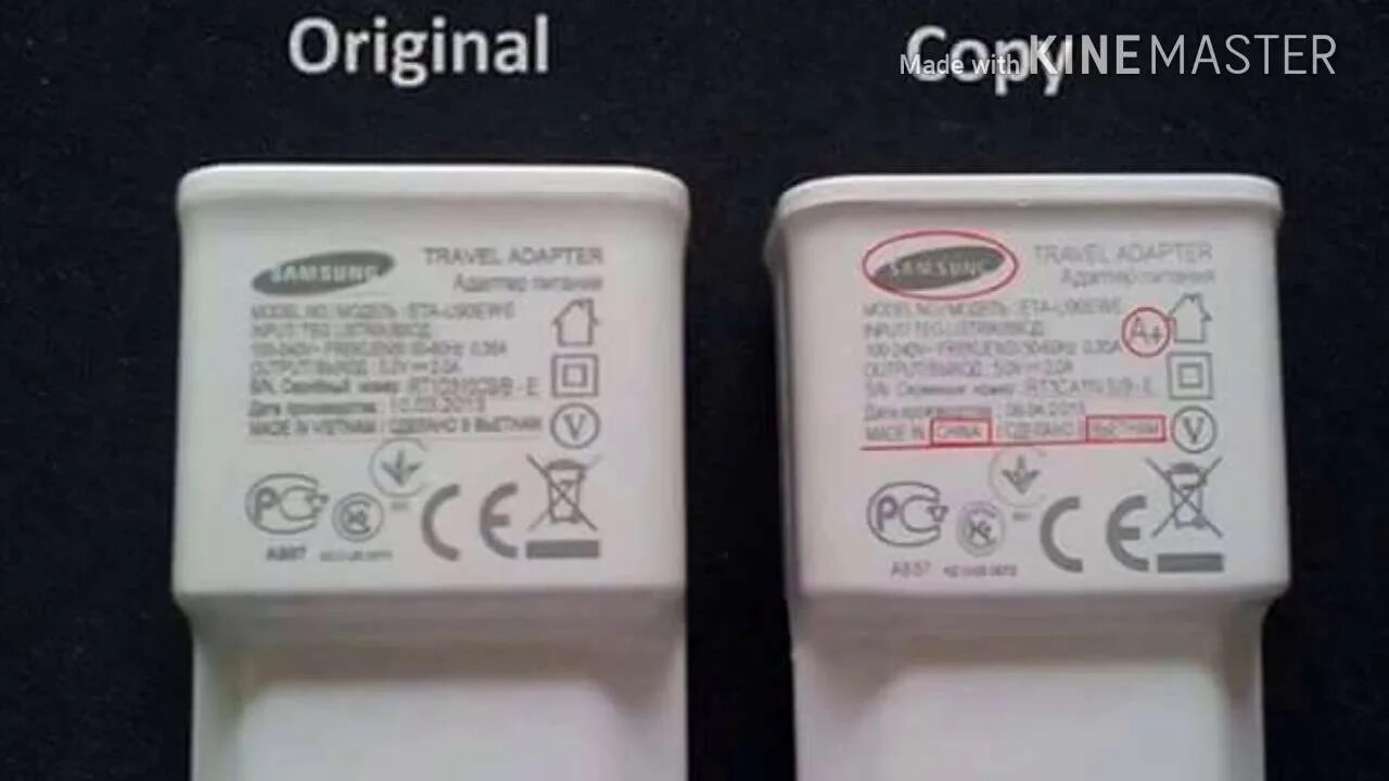 Как отличить подделку от оригинала samsung. Original copy. Паленый зарядник.