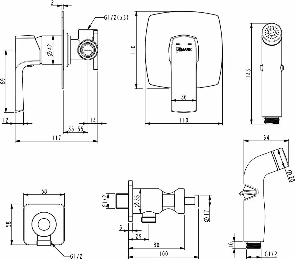 Lemark ursus. Смеситель с гигиеническим душем Lemark. Lemark Ursus lm7219bl. Смеситель Lemark Ursus lm7220bl с гигиеническим душем, встраиваемый, черный.