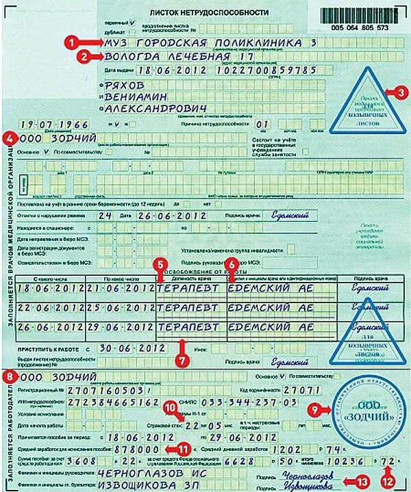 Образец заполнения листка нетрудоспособности. Форма заполнения больничного листа. Как выглядит больничный лист форма. Как оформить больничный лист через