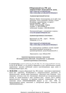 Административный иск заключение