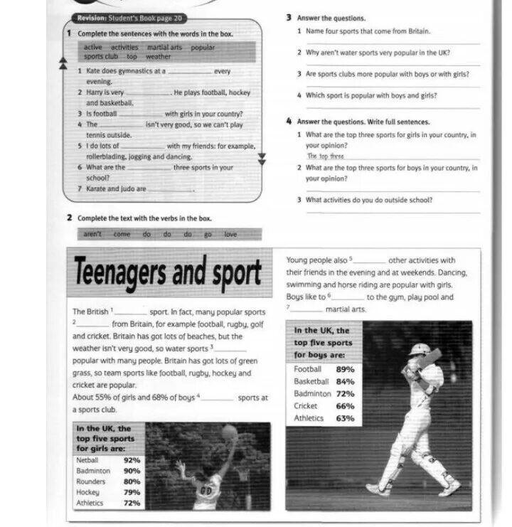 Complete the questions is your name. Teenagers and sport текст. student book страницы. complete the text with the verbs in the box. teenagers текст.