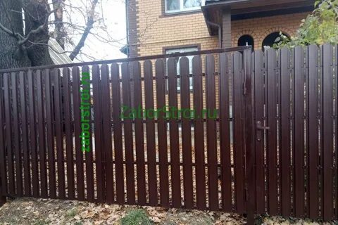 Забор штакетник металлический ворота и калитка