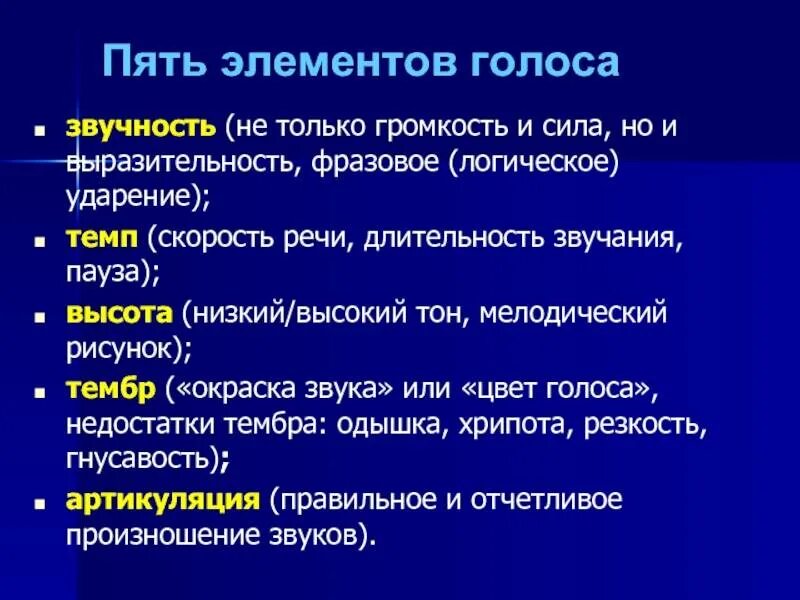 Существующие голоса человека. Основные качества голоса. Характеристика тембра голоса. Темп голоса виды. Речевой голос и его элементы.