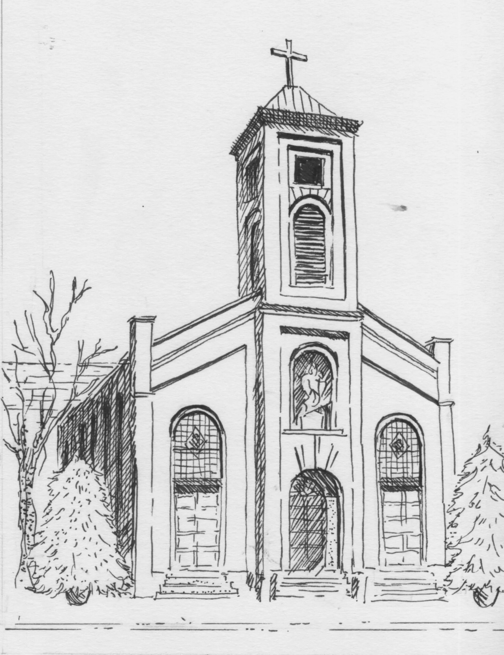 Архитектура рисунки легкие. Зарисовка церкви. Церковь эскиз. Церковь простым карандашом.