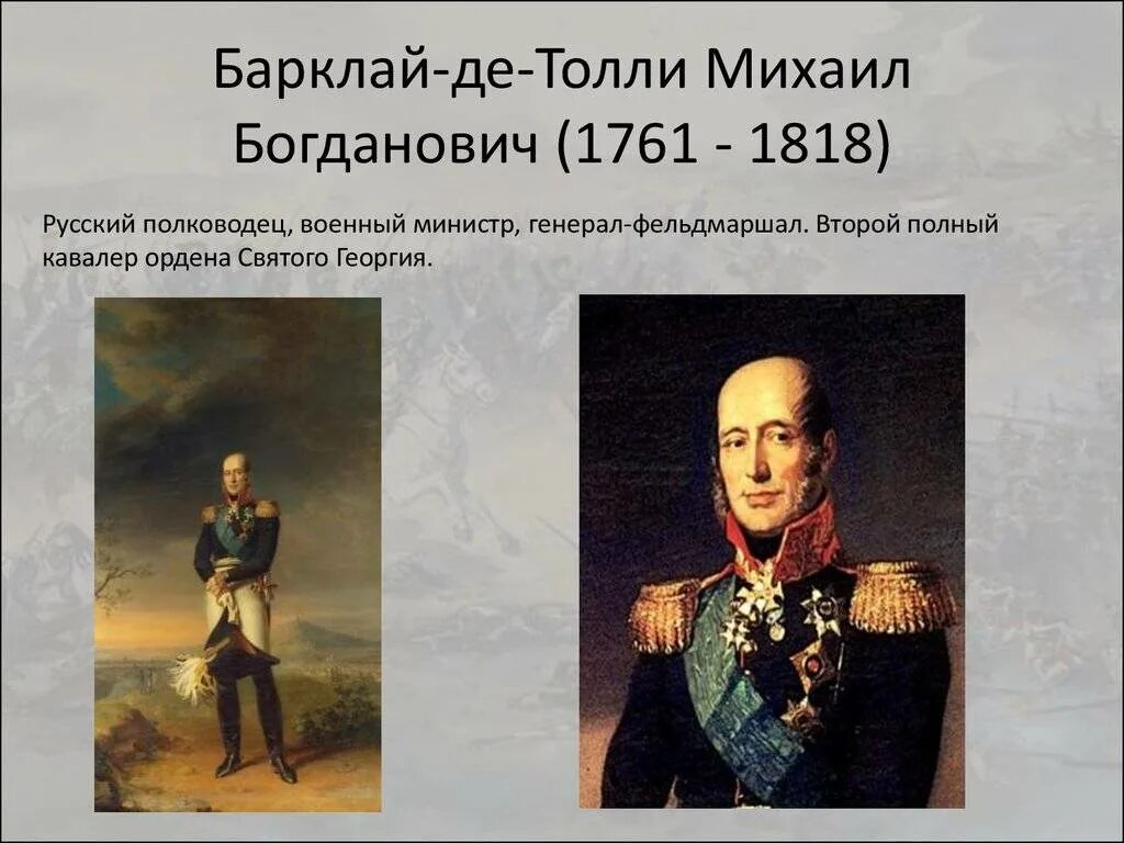 П б барклай де толли. Барклай де Толли (1761–1818).