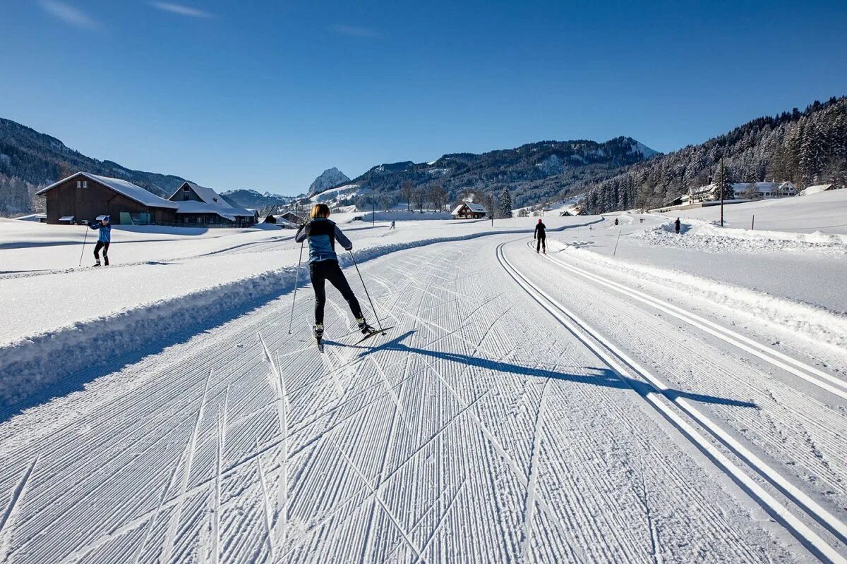 Трасса лыжных гонок состоит из 4 участков. Давос Швейцария лыжная трасса. Вельвет лыжи. Лыжная трасса Ордино.