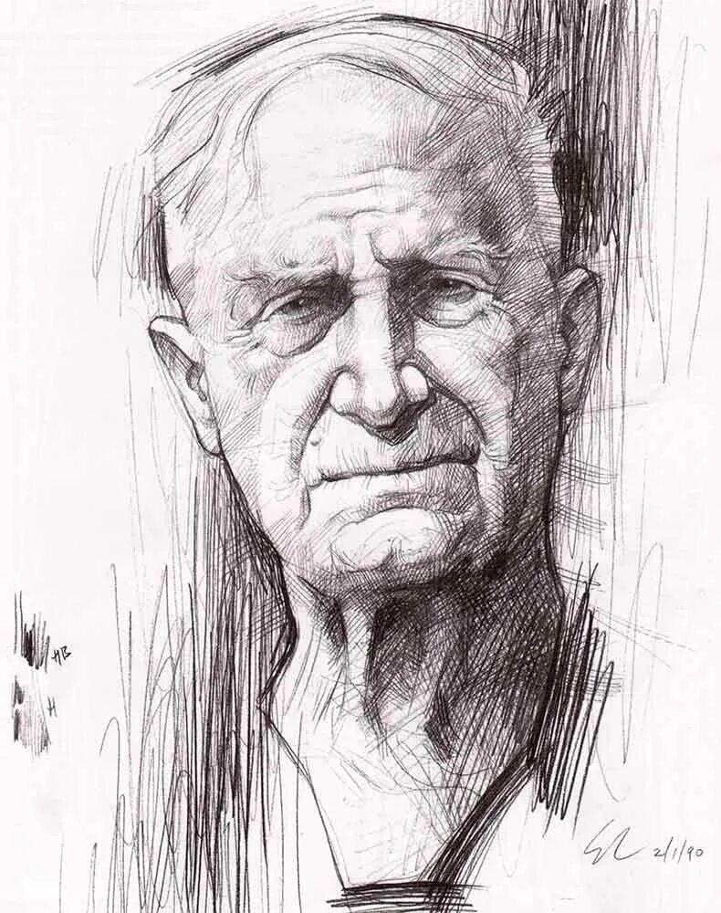 Пожилой человек карандашом. Портрет старика карандашом. Академический портрет. Старик карандашом. Зарисовки портретов карандашом.