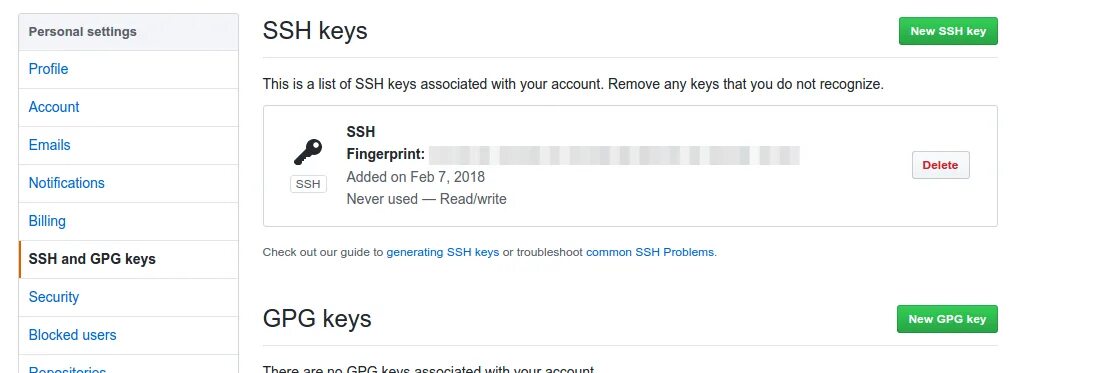 Profile key. SSH Key git. Key profile. GITHUB users. Block user.