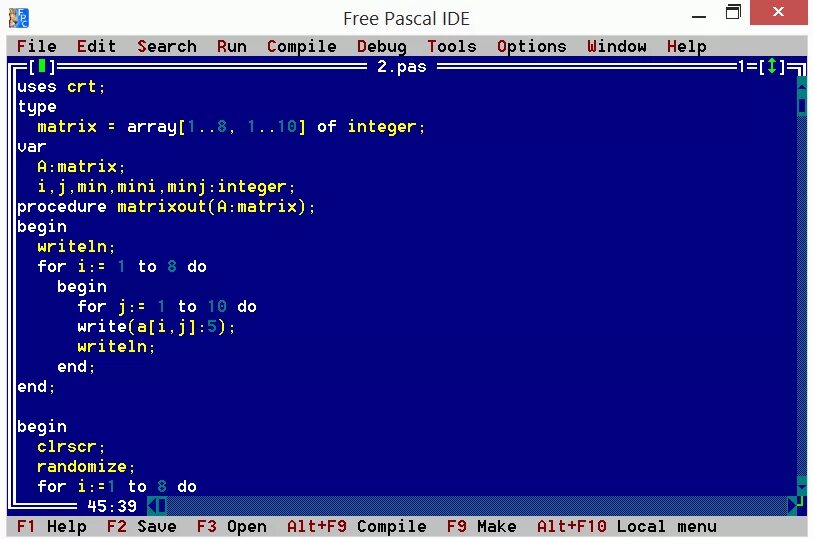 Паскаль Информатика 10 класс. Элементы матрицы в программе Паскаль. Матрица в Паскале. Паскаль программа. T pascal