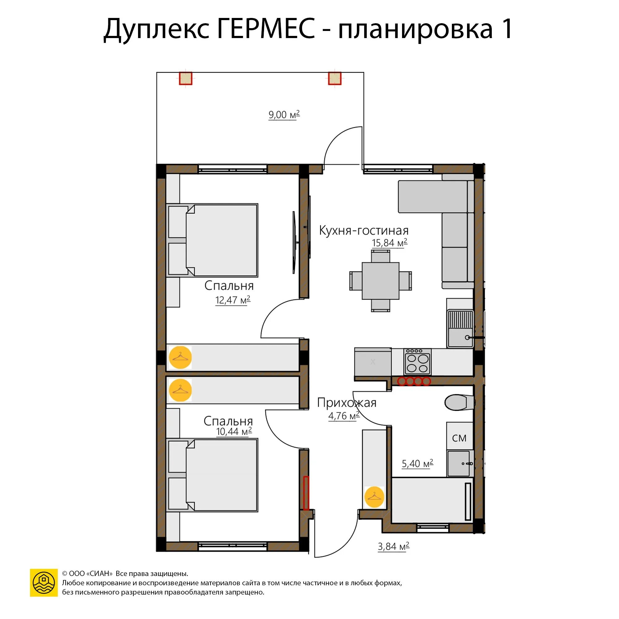 Проект дома из СИП-панелей П-25 Дуплекс, 200 кв м, 12,4x8,2 метров