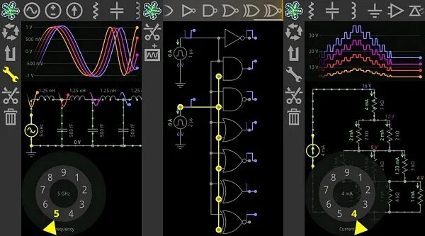Симулятор электронных схем на русском для андроид. Симулятор электроники на андроид. EVERYCIRCUIT осциллограф. Симулятор схем circuit. Электрические схемы андроид