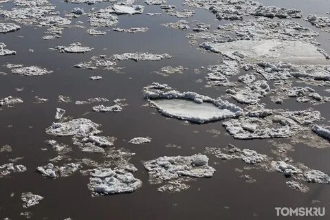 Река загроможденная белыми льдинами слегка