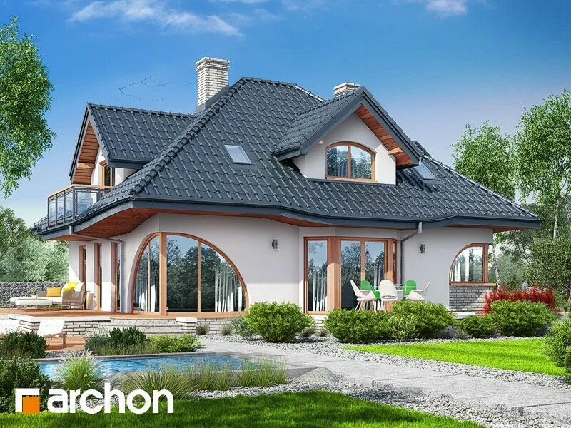 Проект дома из газобетона 6 на 9 двухэтажный с мансардой, цена строительства от 