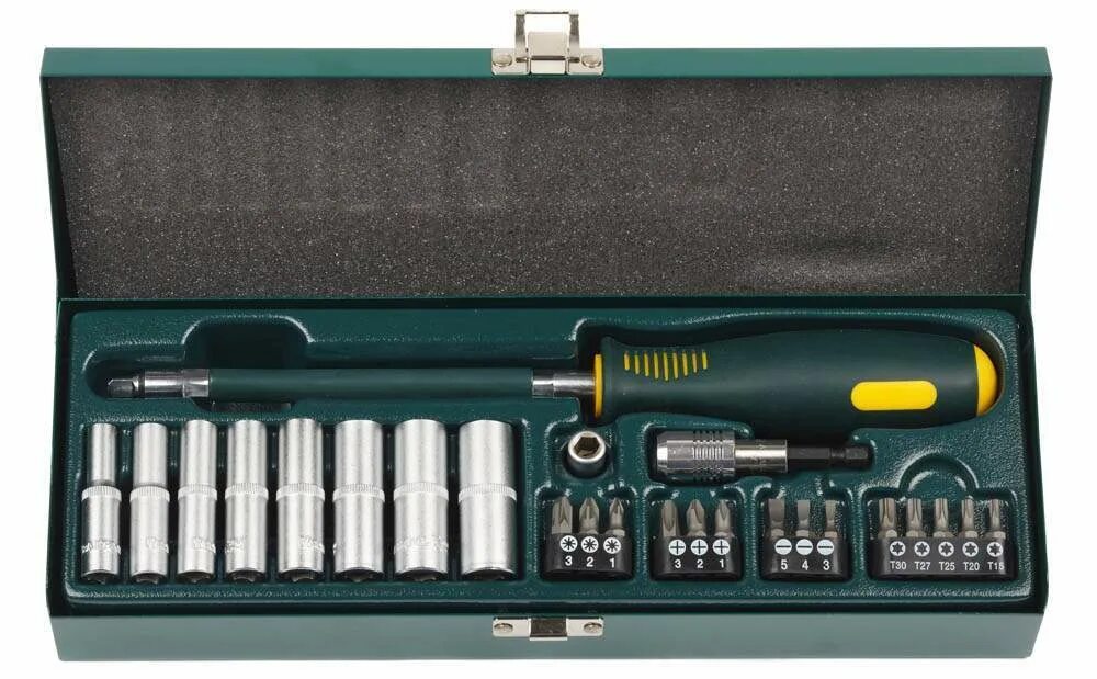 набор торцевых головок kraftool 27890-h24_z01 24 предм. набор головок торцевых с трещоткой 1/2 крафтул. универсальный набор инструмента kraftool extrem-66, 66 предметов 27976-н66.