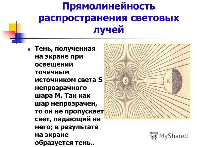 прямолинейное распространение света. тень точечный источник света. непрозрачный круг освещается точечным источником света. точечный источник света физика. тень физика формулы точечный источник света.