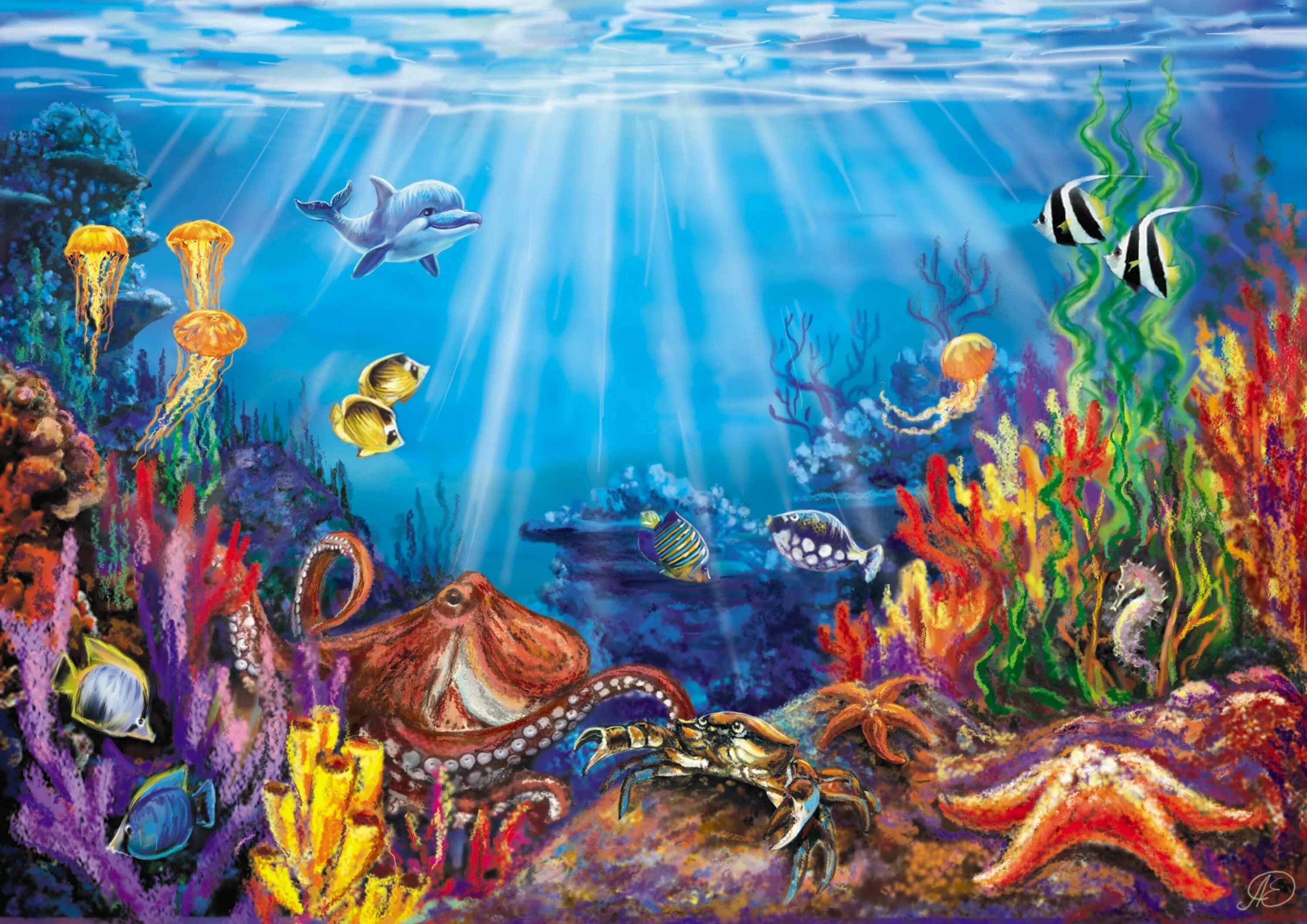 Кто живет на дне морском. Подводное царство Анджело Моджетта. Тони Вульф подводное царство. Сказочный подводный мир. Морское царство.