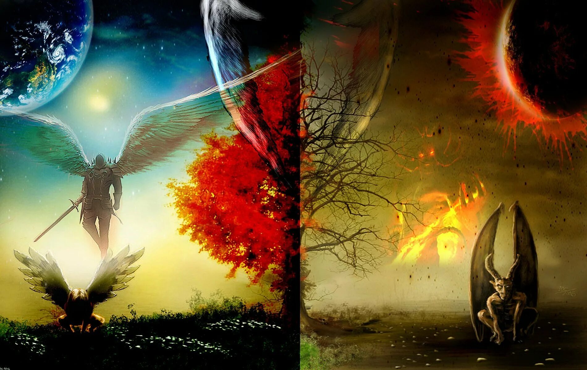 Рай рай. Сюрреализм природа. Добро и зло картинки. Противопоставление добра и зла. Противостояние добра и зла природа.