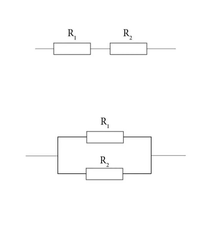 Последовательное соединение резисторов одинакового сопротивления. Параллельное соединение проводников схема соединения. Параллельное и последовательное соединение проводников рисунок. Схема параллельного соединения двух проводников. Схема последовательного соединения проводников.