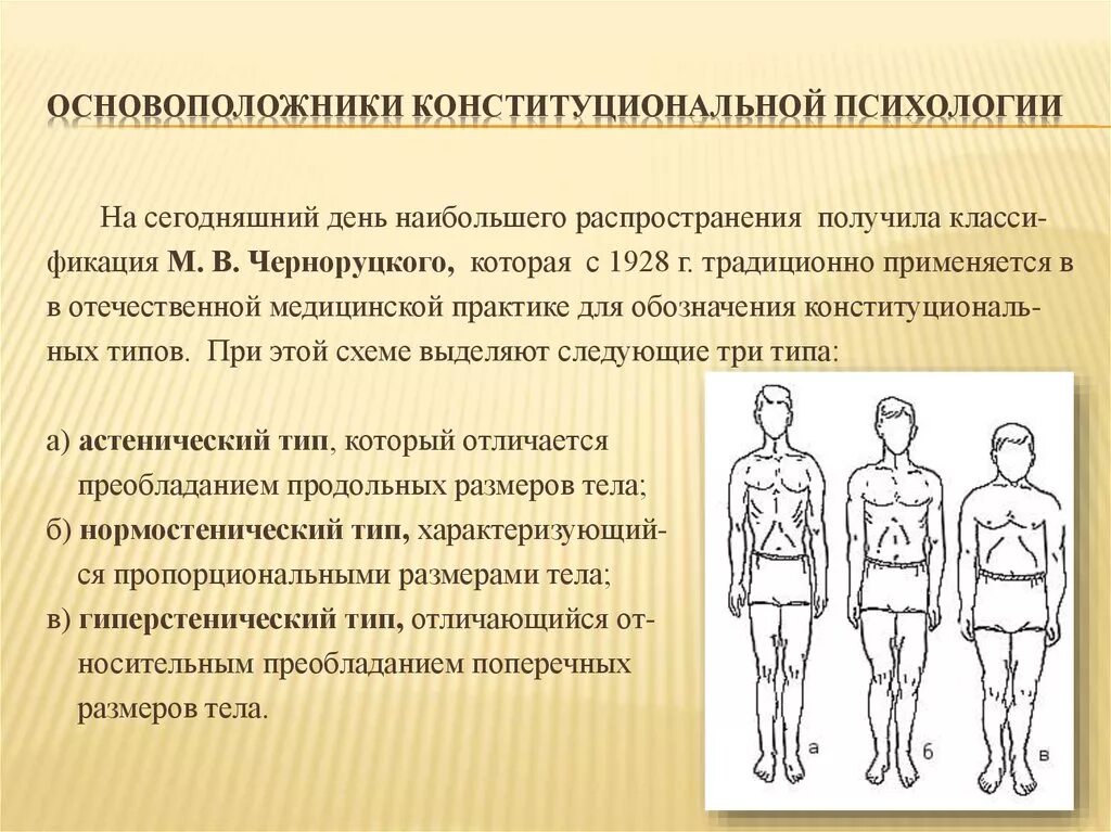 Конституция человека значение. Конституциональные типы телосложения. конституция человека. типы конституции телосложения человека. типы конституции по черноруцкому.