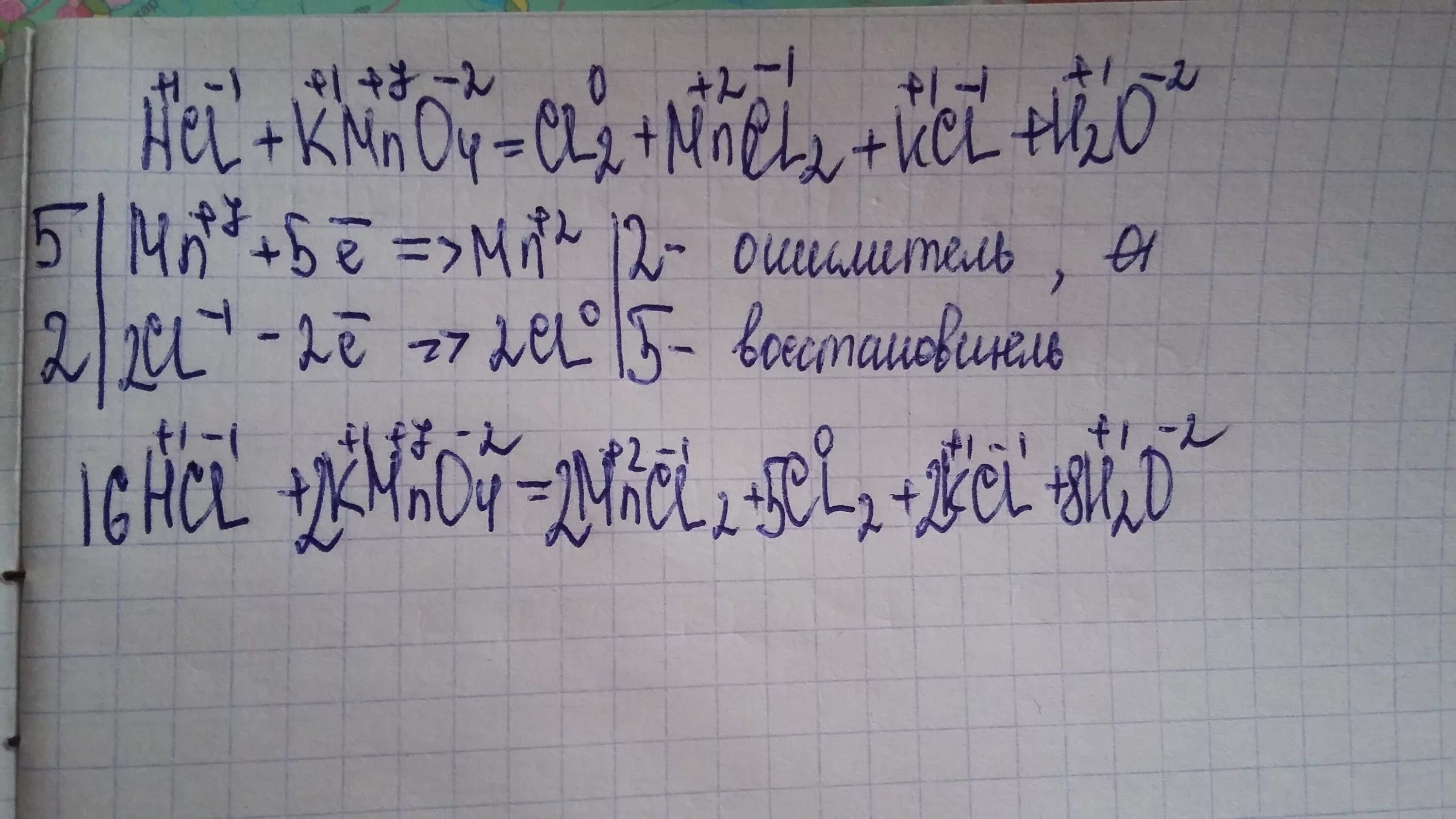 Cl2 h2o hcl hcl овр