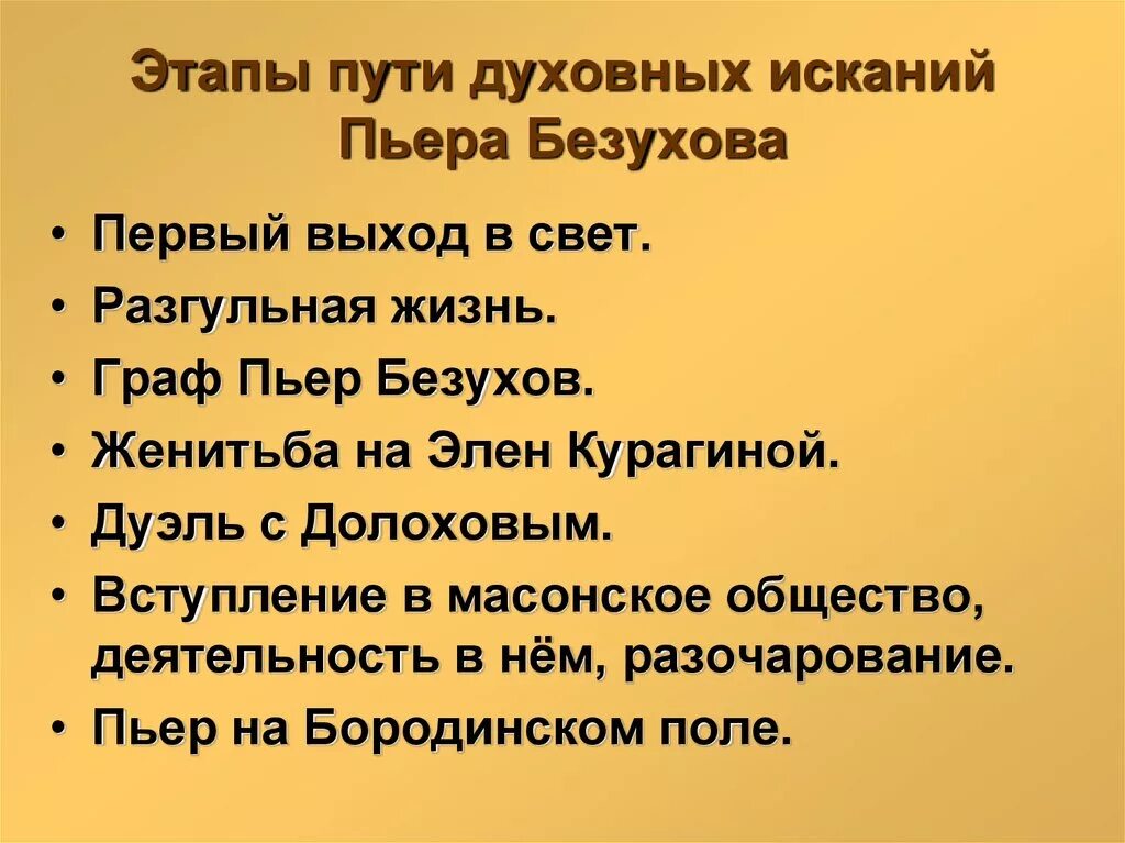 Пьер безухов путь жизни. Основные этапы духовных исканий Пьера. Пути искания Пьера Безухова этапы духовной исканий. Путь духовных исканий Пьера Безухова схема. Этапы духовных исканий Пьера Безухова.