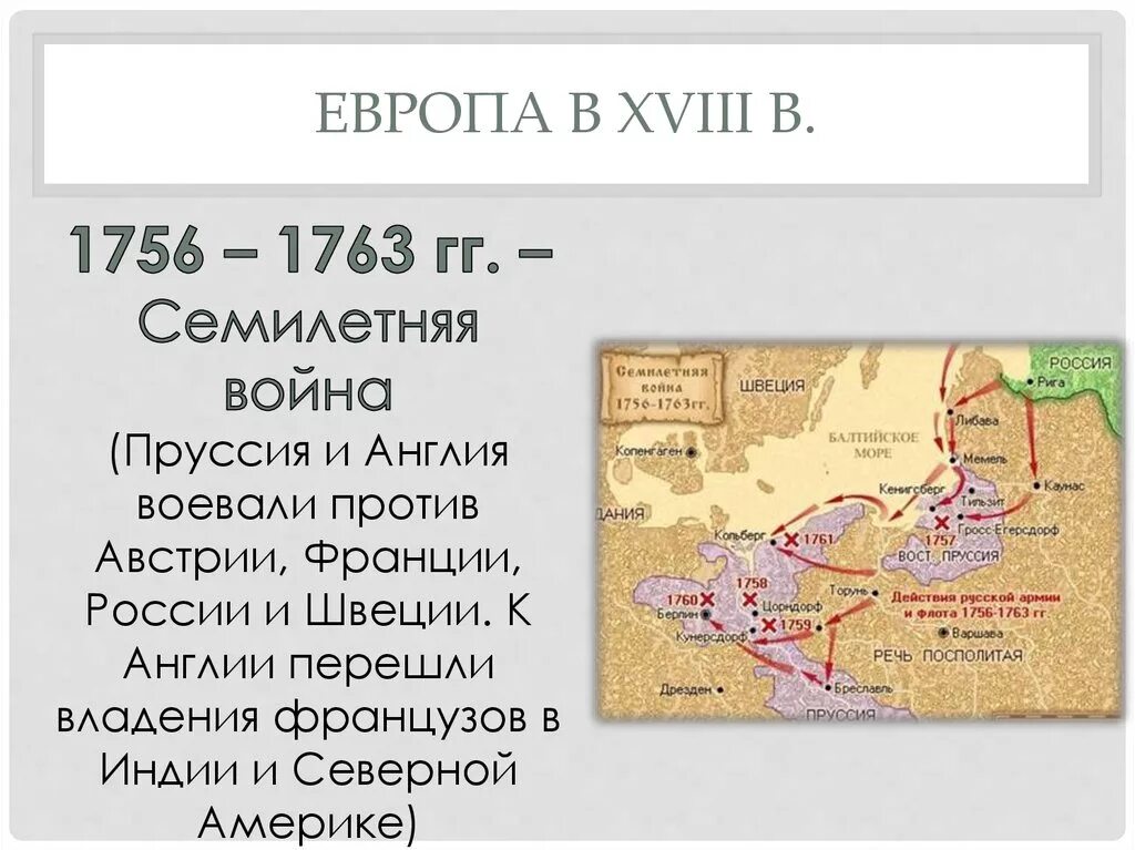 Причины семилетней войны 1756-1763. Государство противник россии в семилетней войне