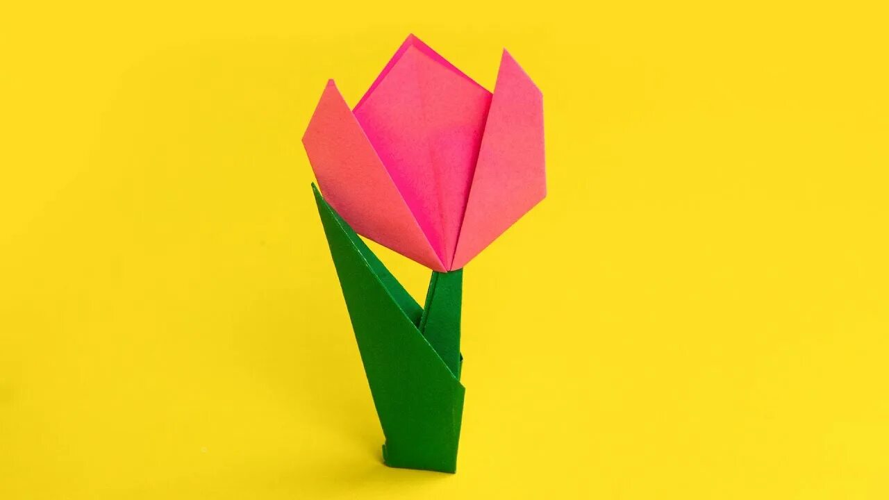 Как собрать тюльпан. Оригами. оригами цветок. бумажный тюльпан оригами. тюльпаны из бумаги плоские.