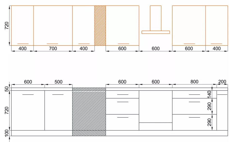кухня в разрезе. развертка кухни с размерами. кухня в разрезе с размерами. мебельные чертежи. чертеж кухни.