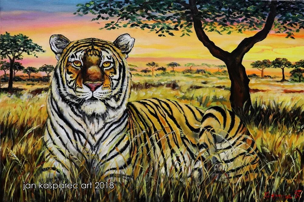 Масло тайгер. Тигр картина. Тигр в саванне. Большая картина тигра. Тигры в саванне вышивка.