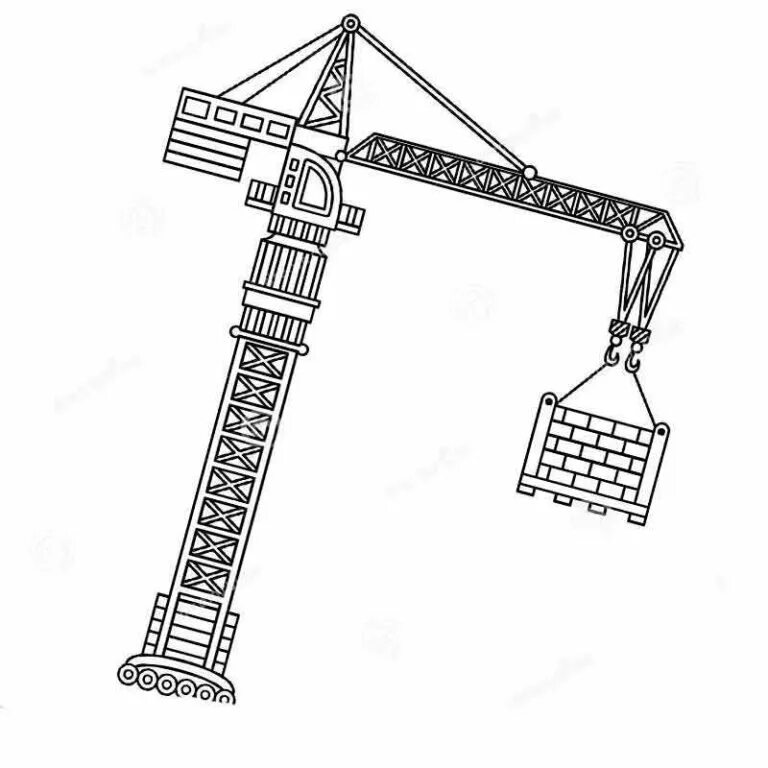 Подъемный кран раскраска. Башенный кран раскраска. Подъемный кран раскраска для детей. Подъемный кран трафарет.