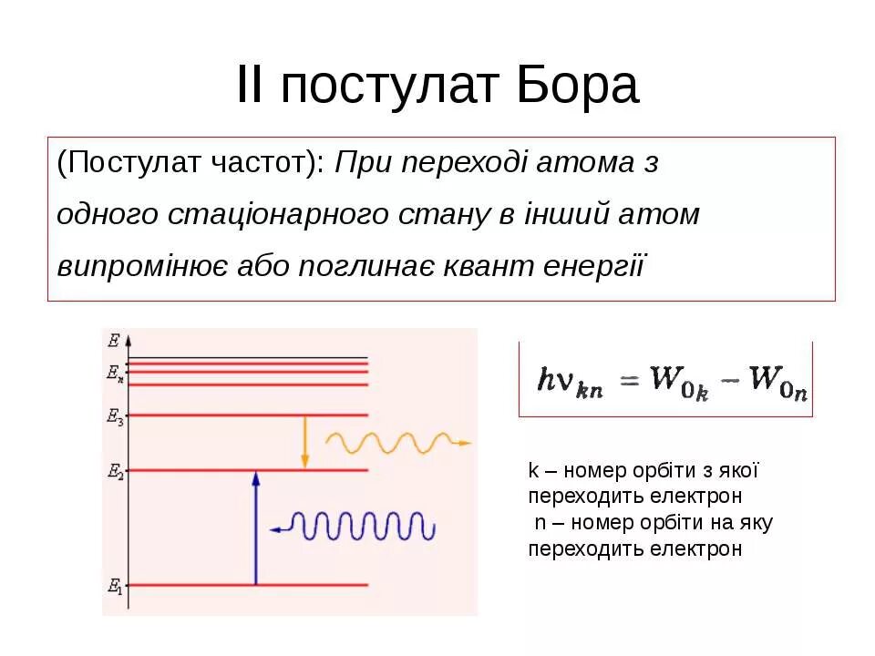 Постулаты бора стационарные состояния атома. Квантовые постулаты Бора 9 класс. Формула постулаты Бора 11 класс. Постулаты Бора физика кратко. Первый постулат Бора формула.