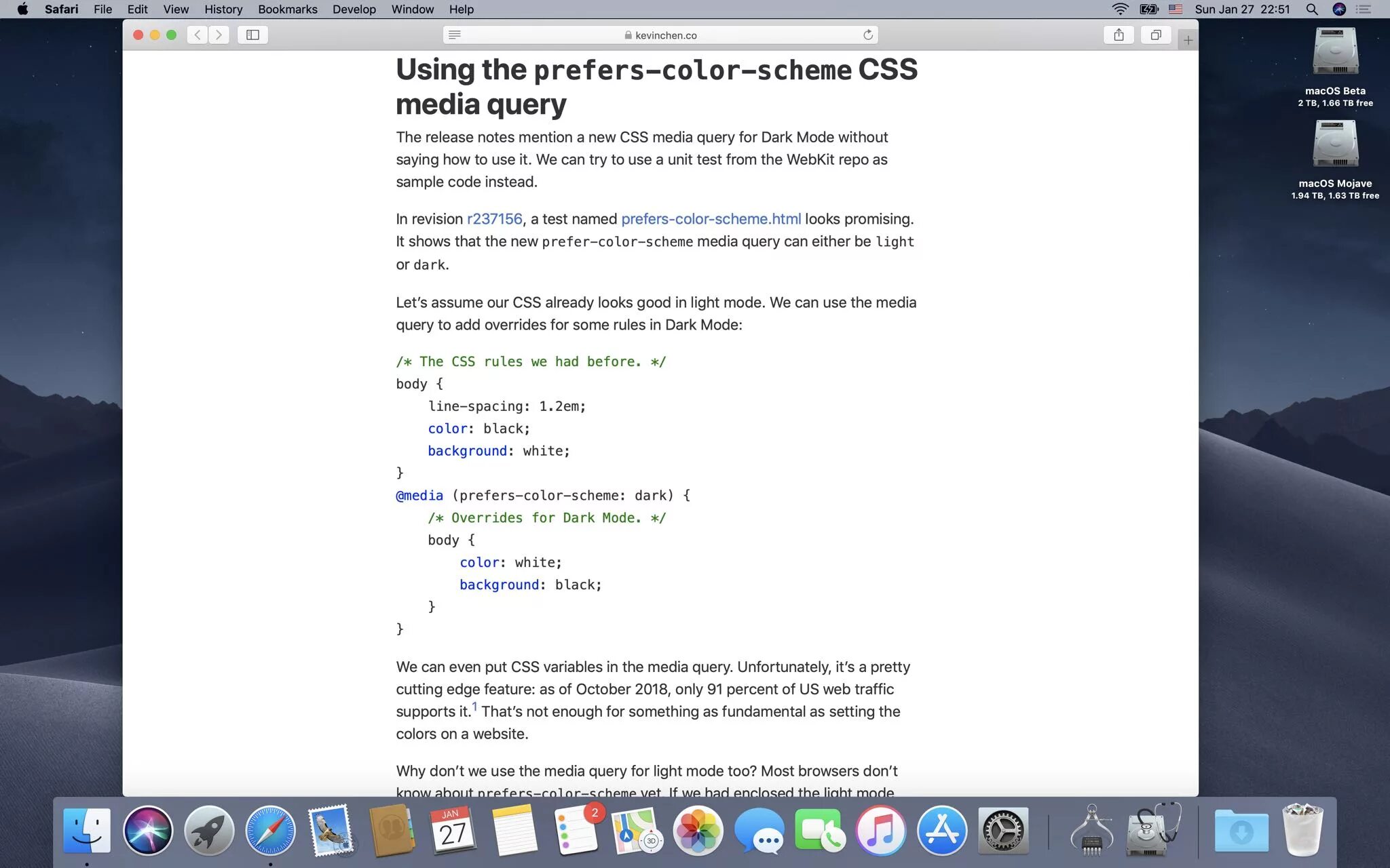 Prefers color scheme. Safari mac os mojave. mac os mojave dark. dark mode colors.