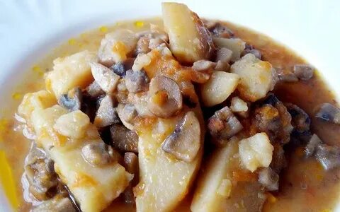 Картофель тушеный с грибами рецепт
