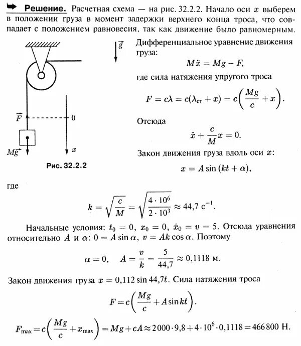 Натяжение троса в теоретическая механика. Уравнение движения груза термех. Мещерский теоретическая механика задача с пружинами. Определить скорость груза.