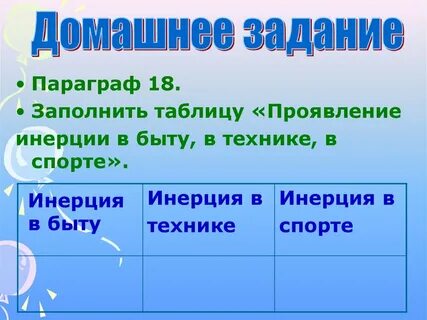 Инерция в быту