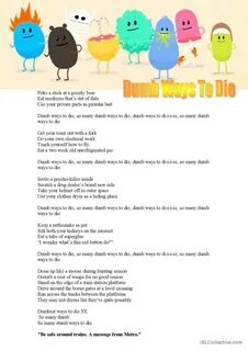 Dumb Ways to Die Lyrics Gap Fill.
