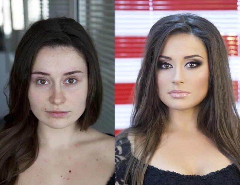 Почему девушки меняют. Макияж до и после. Девушки до и после макияжа. Девушка без макияжа и с макияжем.