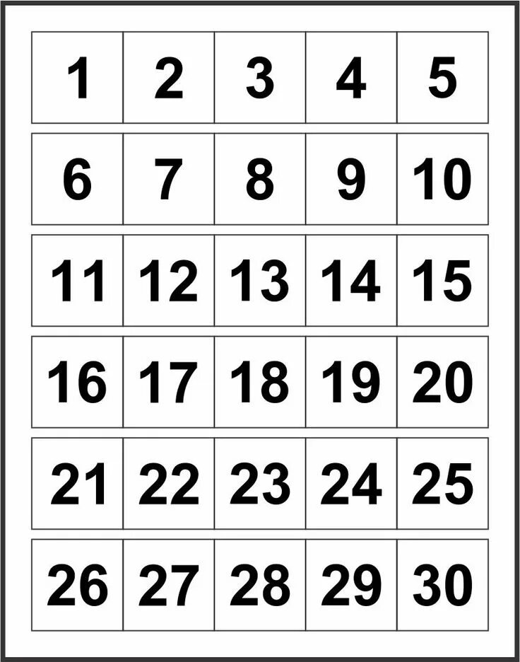 Printable Numbers 1-30 Printable numbers, Free printable numbers, Number chart