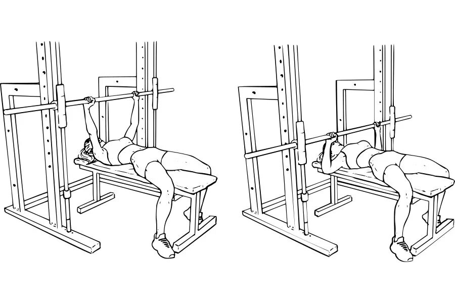 Жим лежа в Смите. Жим лежа в машине Смита. Жим лежа на Smith Machine. Жим штанги лежа в Смите. Упражнения для жима лежа