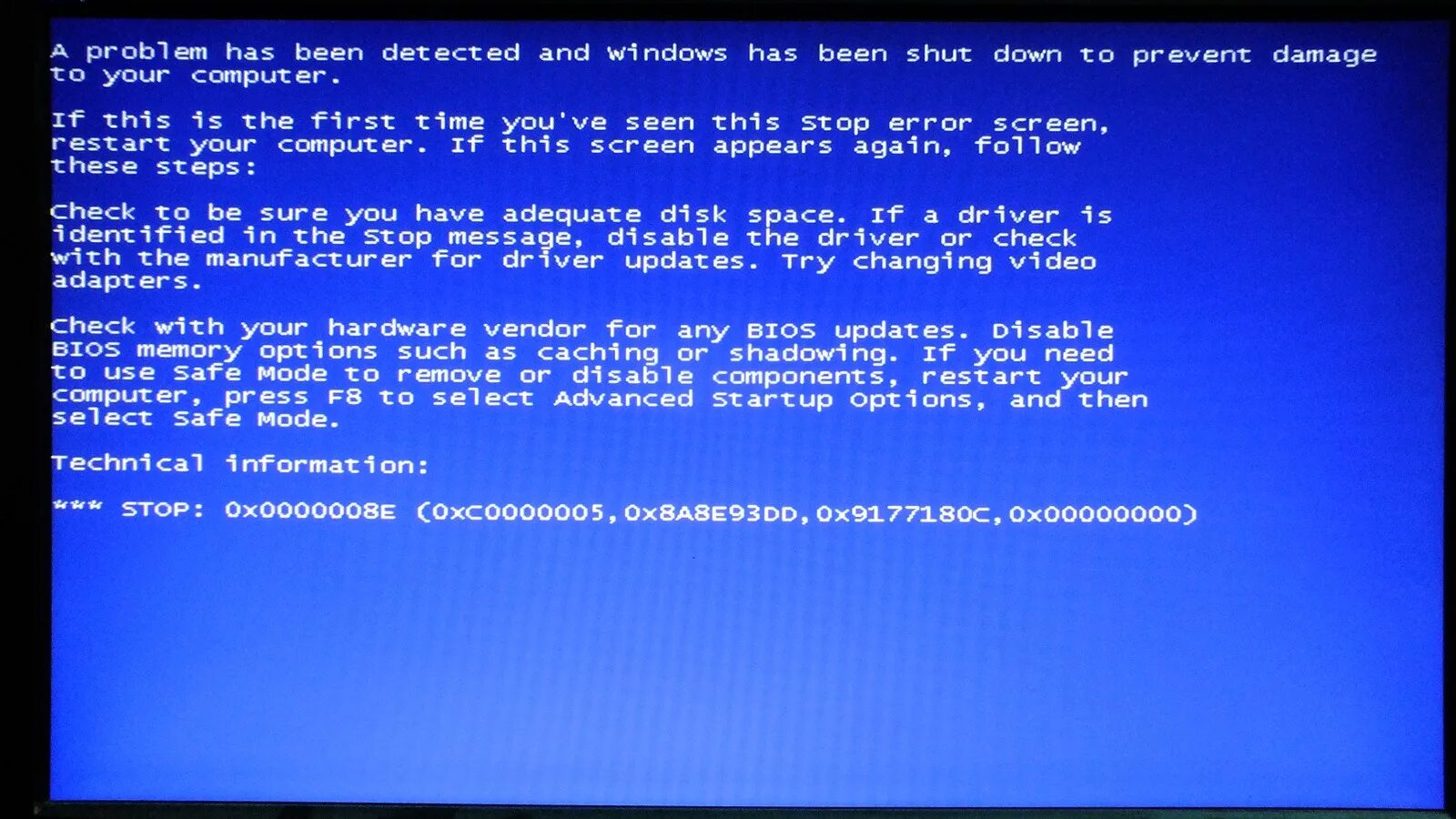Data size error