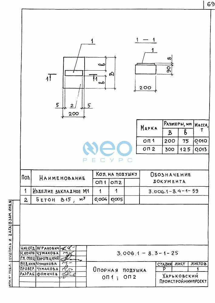 006. 2 чертеж. опорные подушки оп-2 серия 3. плита бж-02 чертеж. чертежи деталей из сортового проката.