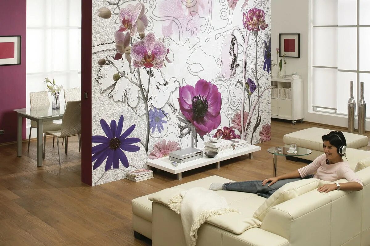 Стену купить в туле. Фотообои на стену. Фотообои цветы в интерьере. Расцветки обоев для зала. Стильные обои для стен.