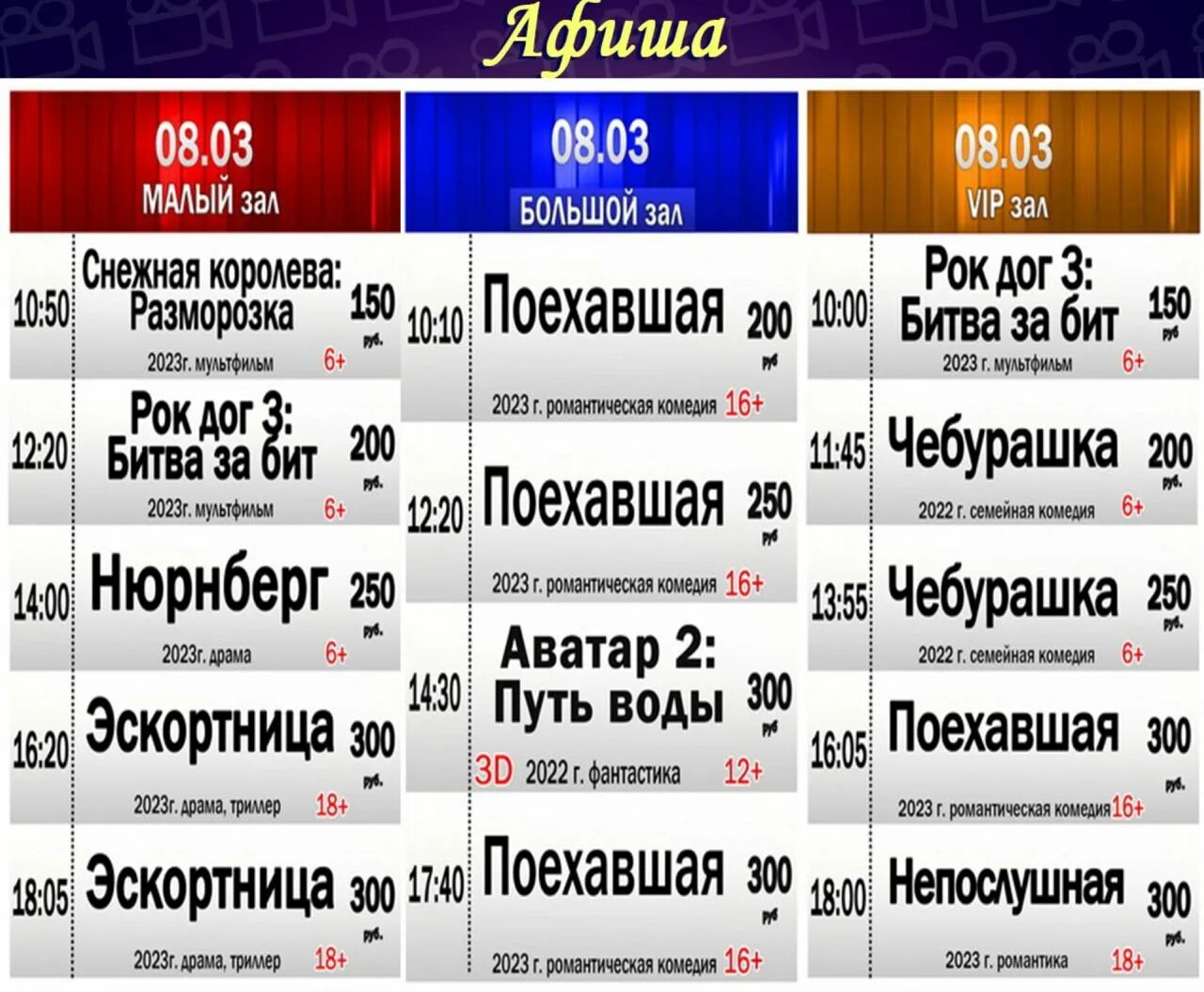 Репертуар кинотеатра победа. Репертуар кинотеатра победа