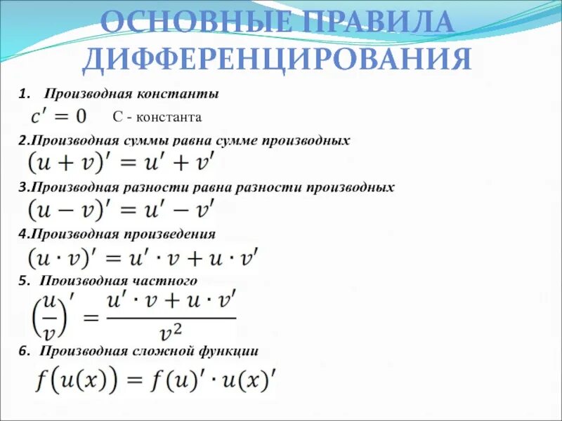 Дифференцирование первого порядка