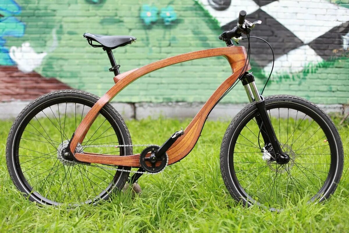Деревянный велосипед. Велосипед с деревянной рамой. Необычные велосипеды. Необычная рама велосипеда.