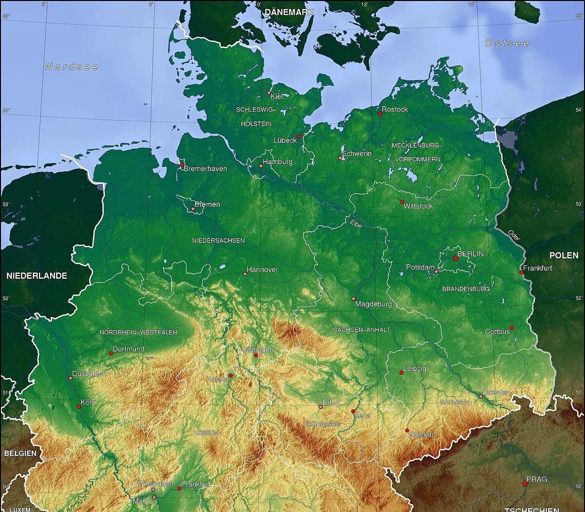 Основные особенности рельефа германии