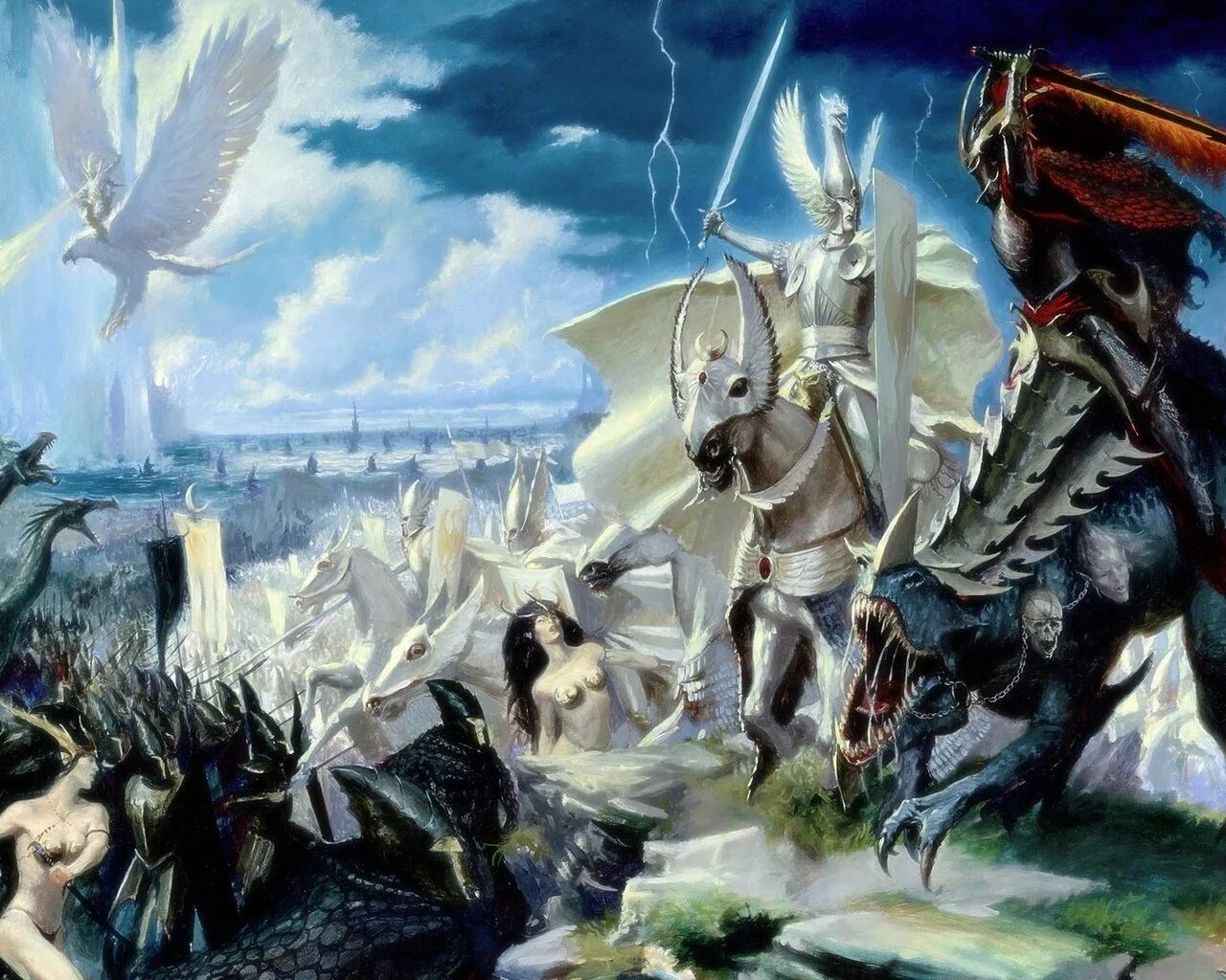 Сражается со злом. Воин с крыльями. Борьба добра со злом. Битва добра и зла. Сражается со злом.